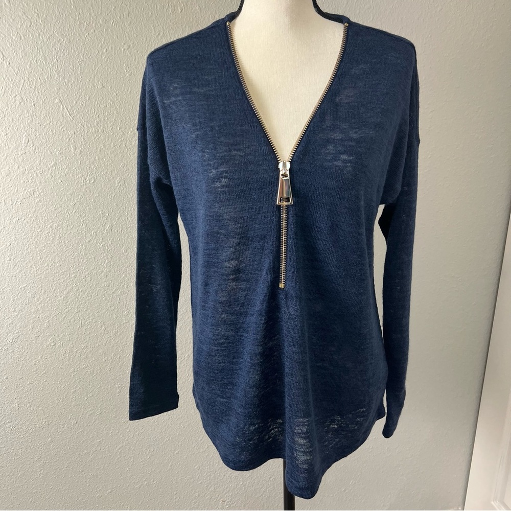 Soft Surroundings Navy V-Neck Sweater